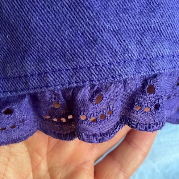 VINTAGE purple cotton shorts eyelet trim zip high rise EUC - Picture 2 of 7
